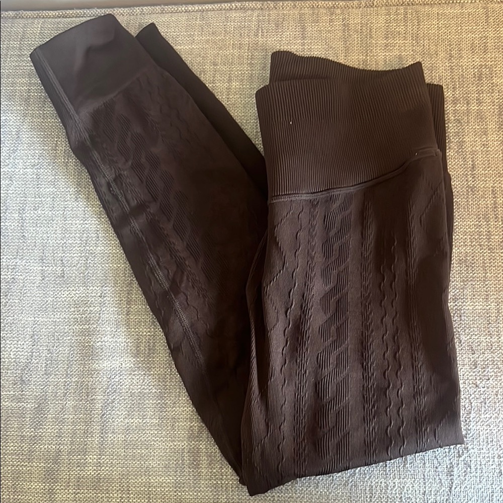 Brown Textured Leggings